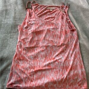 Pink and White Sleeveless Top